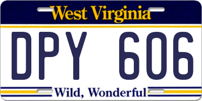 WV license plate DPY606