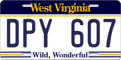 WV license plate DPY607