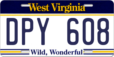 WV license plate DPY608