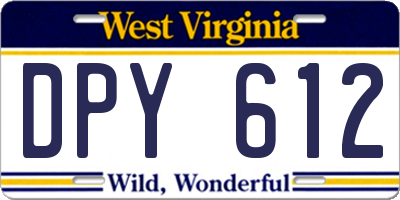 WV license plate DPY612