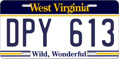 WV license plate DPY613