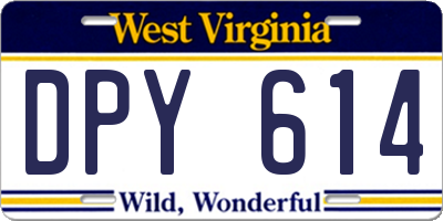 WV license plate DPY614