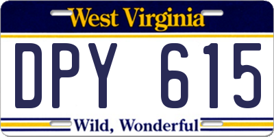 WV license plate DPY615