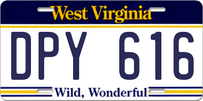 WV license plate DPY616