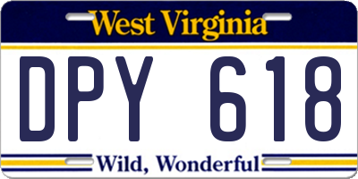 WV license plate DPY618