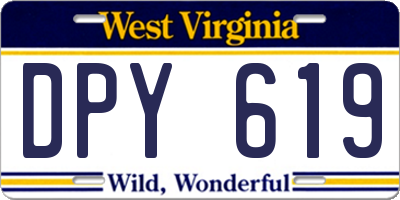 WV license plate DPY619