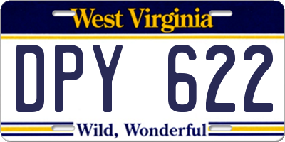 WV license plate DPY622