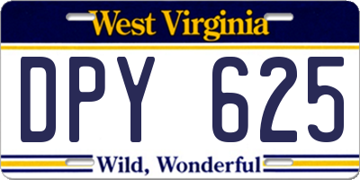 WV license plate DPY625