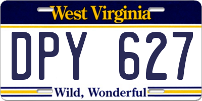 WV license plate DPY627