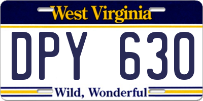 WV license plate DPY630
