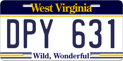 WV license plate DPY631