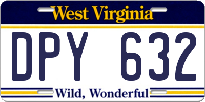 WV license plate DPY632
