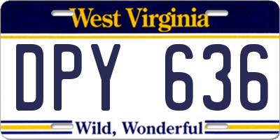 WV license plate DPY636