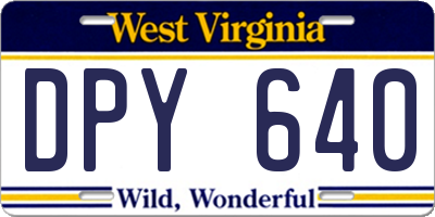 WV license plate DPY640