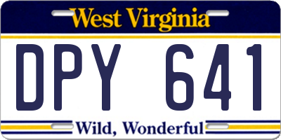WV license plate DPY641