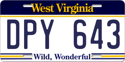 WV license plate DPY643