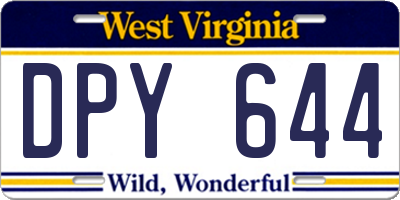 WV license plate DPY644