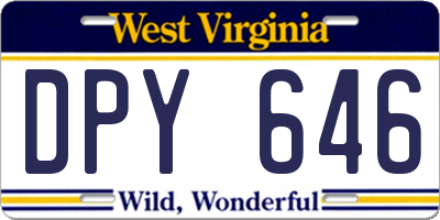WV license plate DPY646