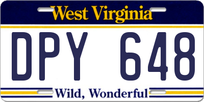 WV license plate DPY648