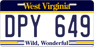WV license plate DPY649
