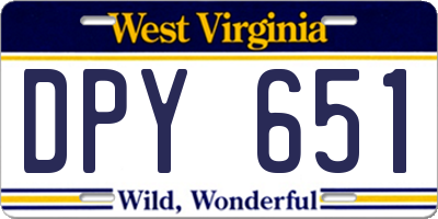 WV license plate DPY651