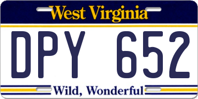 WV license plate DPY652