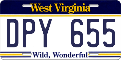 WV license plate DPY655