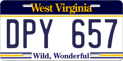 WV license plate DPY657