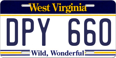 WV license plate DPY660