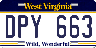 WV license plate DPY663