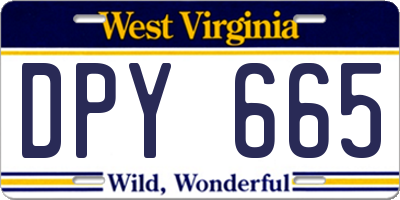 WV license plate DPY665