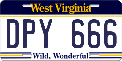 WV license plate DPY666