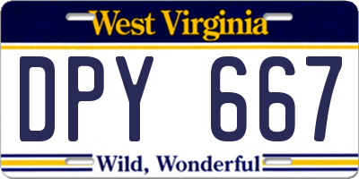 WV license plate DPY667
