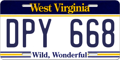 WV license plate DPY668