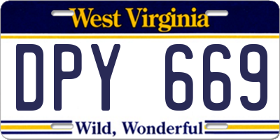 WV license plate DPY669