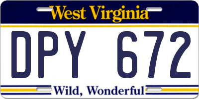 WV license plate DPY672