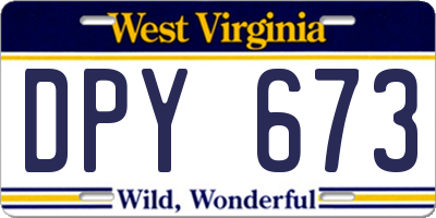 WV license plate DPY673