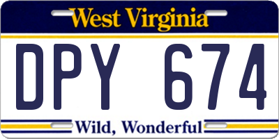 WV license plate DPY674