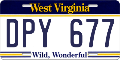 WV license plate DPY677