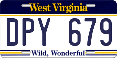 WV license plate DPY679