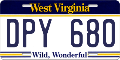 WV license plate DPY680