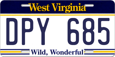 WV license plate DPY685