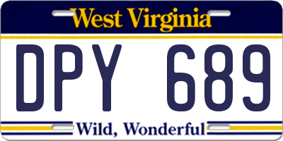 WV license plate DPY689