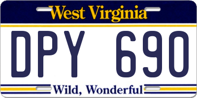 WV license plate DPY690