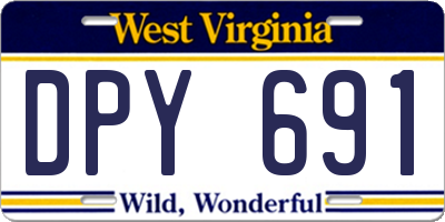 WV license plate DPY691
