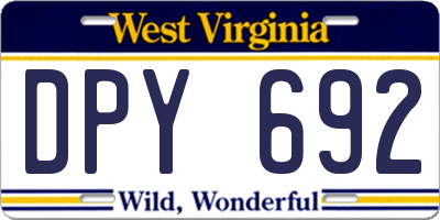 WV license plate DPY692