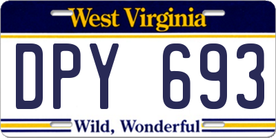 WV license plate DPY693