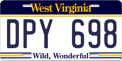 WV license plate DPY698