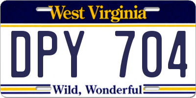 WV license plate DPY704