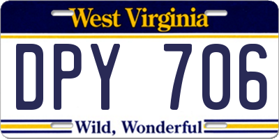WV license plate DPY706